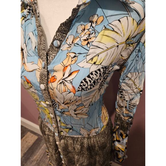 TAJ by Sabrina Crippa Button Down Maxi Dress Small Viscose Patchwork Cottage 180 - Picture 5 of 11